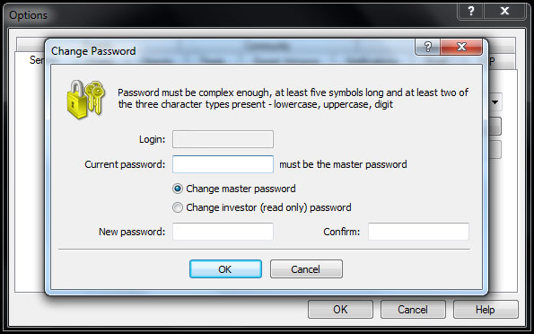 how to change master password