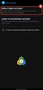 Tap on "OPEN A DEMO ACCOUNT"