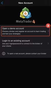 tap "Open a demo account" option