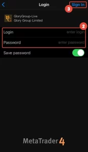 Enter your FxGlory account details and login