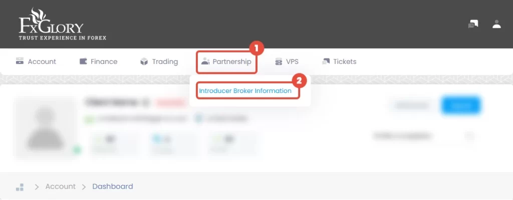 Choose "Introducer Broker Information" option from the "Partnership" menu