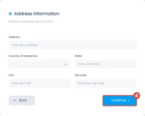 enter your address information and click on the "Continue" button