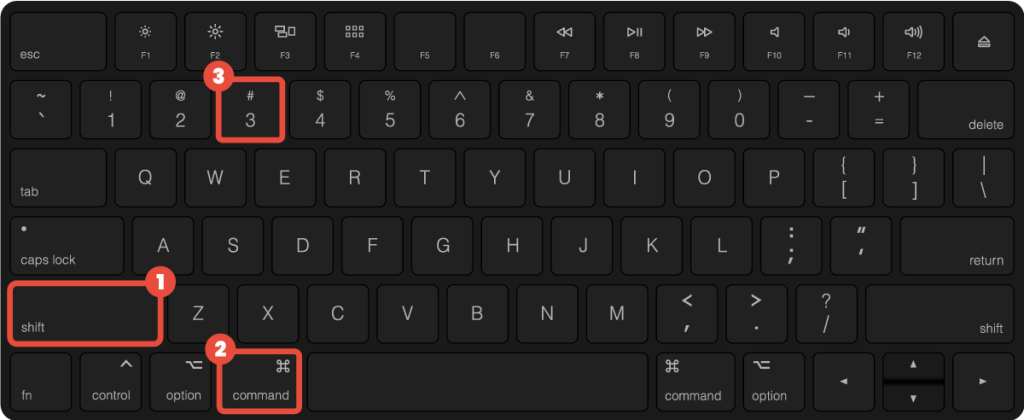 press shift + Command (⌘) + 3 to capture entire screen