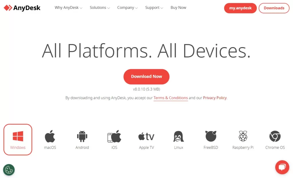 download Anydesk for your operating system