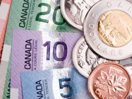 close-up of several canadian currency