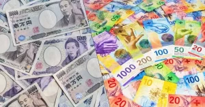 Swiss franc and Japanese Yen currency