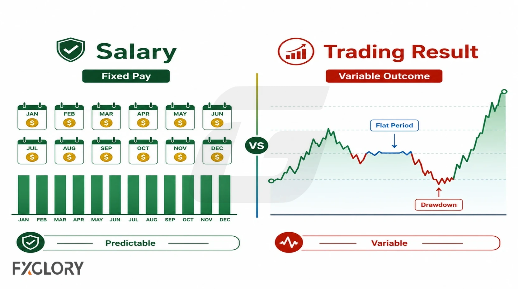 Forex trading income compared with predictable salary income.