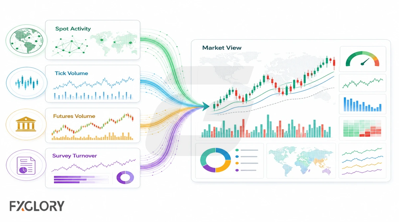 Main forex volume sources compared visually.