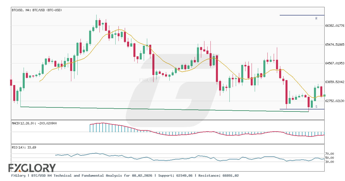 BTC/USD H4 technical and fundamental analysis