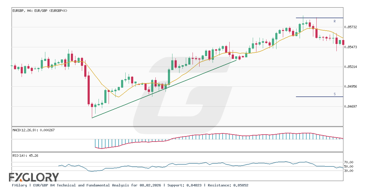 EUR/GBP H4 technical and fundamental analysis