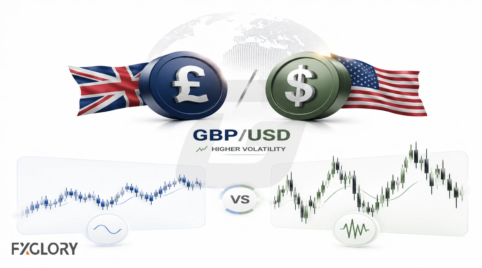 GBP/USD comparison highlighting stronger price swings than lower-volatility currency pairs.