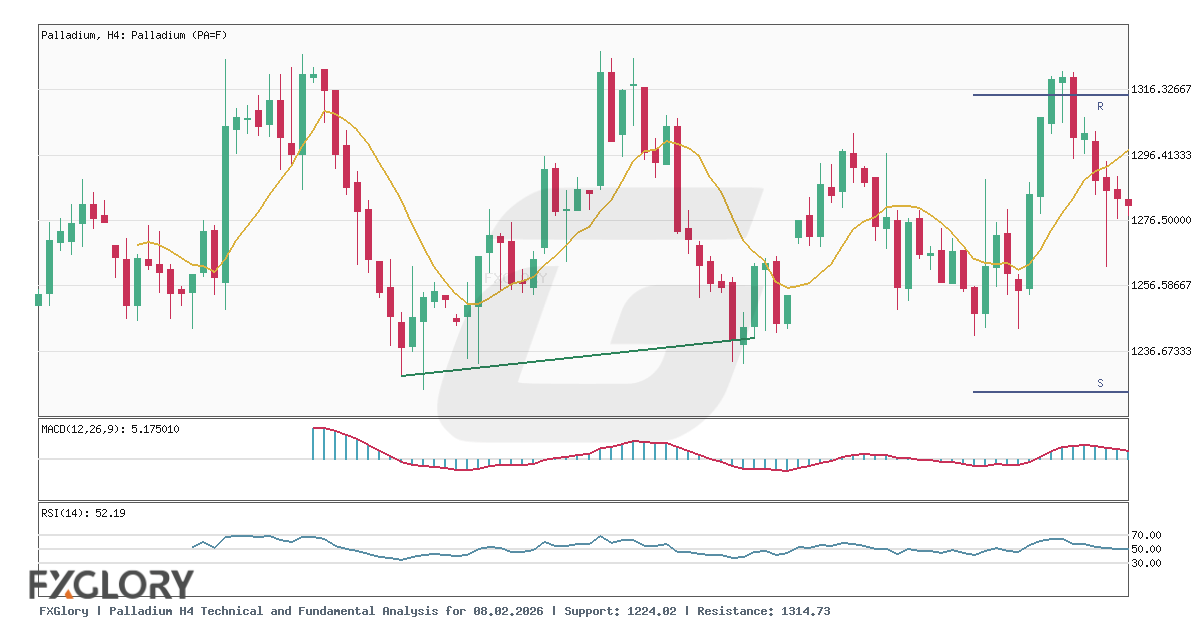 Palladium H4 technical and fundamental analysis