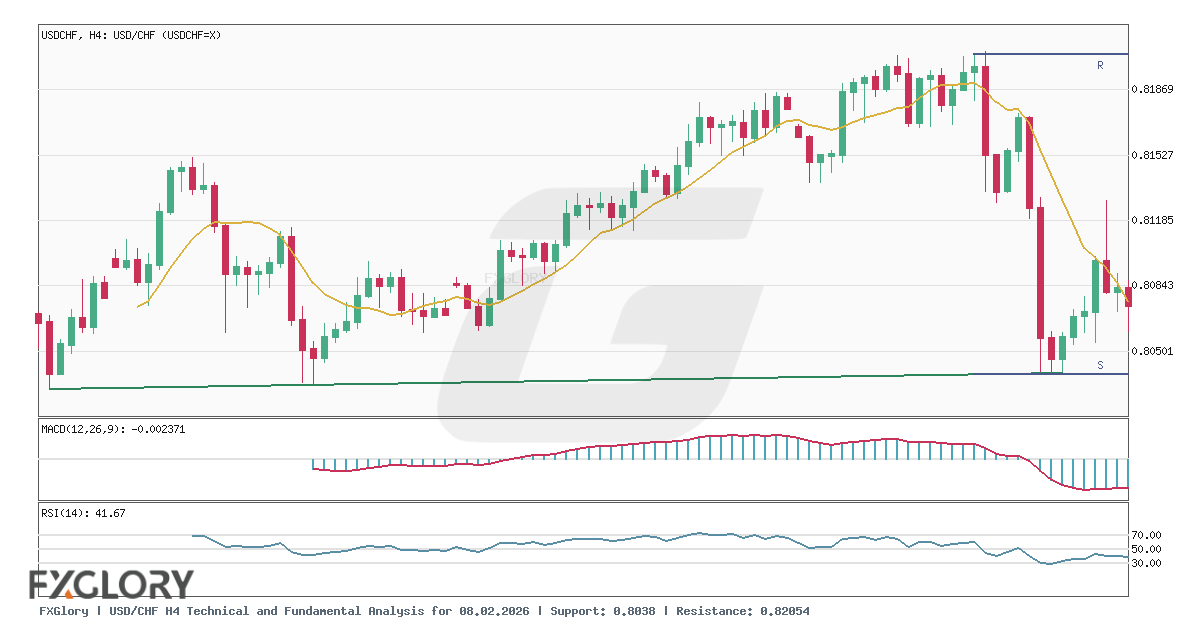 USD/CHF H4 technical and fundamental analysis