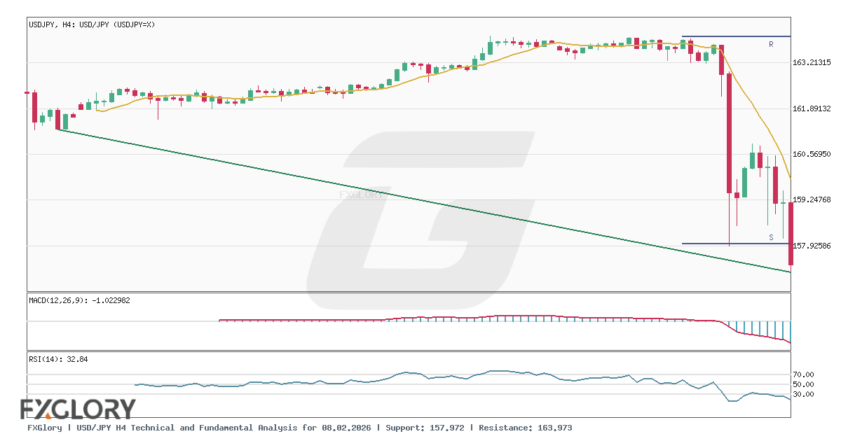 USD/JPY H4 technical and fundamental analysis