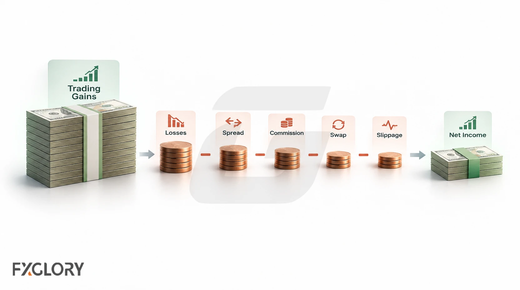 Two trading accounts showing the same 10% return producing $100 from $1,000 and $10,000 from $100,000.